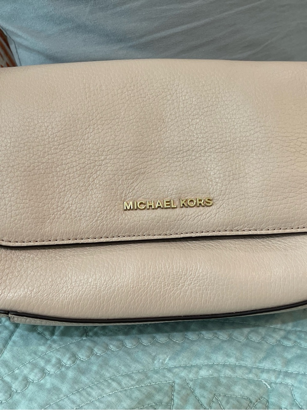 Michael Kors Pebbled Leather Crossbody in Blush Pink with Gold Logo